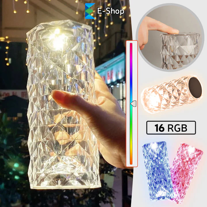 LAMPĂ DE MASĂ DIAMANT - REÎNCĂRCĂBILĂ CU TELECOMANDĂ CU 16 CULORI DIFERITE
