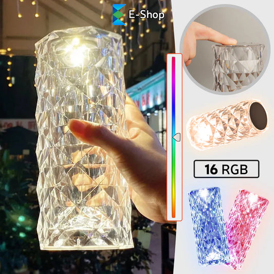 LAMPĂ DE MASĂ DIAMANT - REÎNCĂRCĂBILĂ CU TELECOMANDĂ CU 16 CULORI DIFERITE