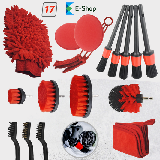SET DE CURĂȚARE AUTO CU 17 PIESE