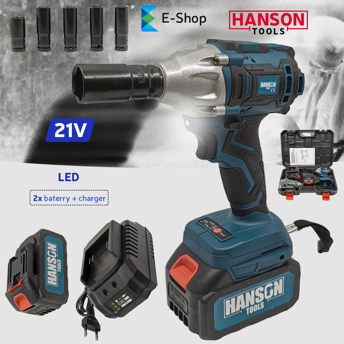 Șurubelniță IMPACT HANSON AKU 21V + SET GEDORA