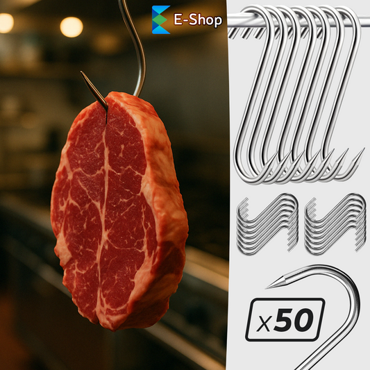 CÂRLIG "S" PENTRU CARNE – SET DE 50 BUCĂȚI